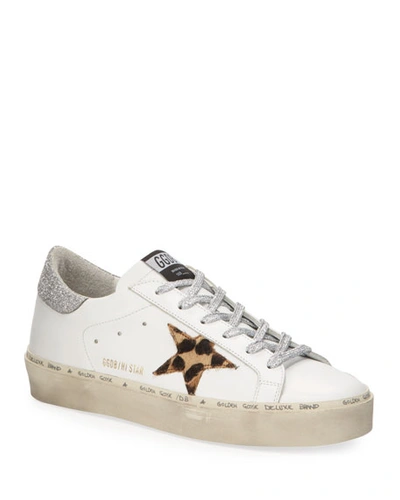 Shop Golden Goose Hi Star Leopard Metallic Sneakers In White