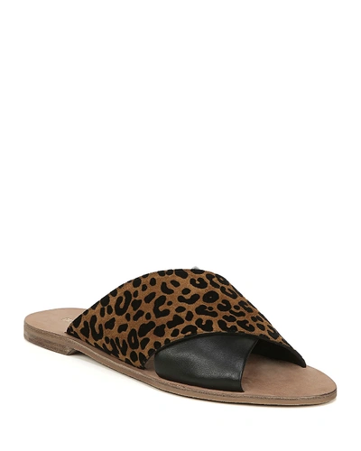 Shop Diane Von Furstenberg Baile Leopard-print Suede Sandals In Camel Black