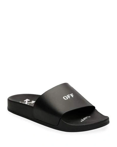 Shop Off-white Pool Slide Rubber Sandals In Black