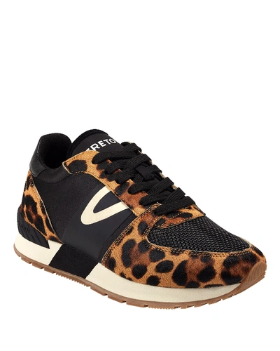 Shop Tretorn Loyola 10 Leopard-print Fur Trainer Sneakers