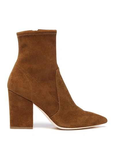 Shop Loeffler Randall Isla Suede Chunky-heel Boots In Brown