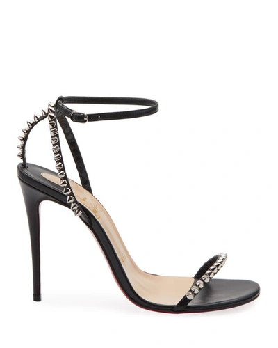 Shop Christian Louboutin So Me Spike Red Sole Sandals In Black/silver