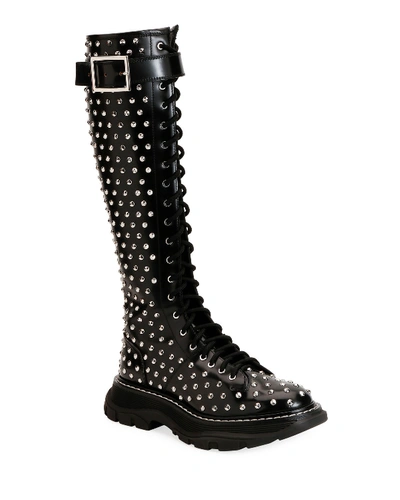 Shop Alexander Mcqueen Tread Lace-up Boots In Black