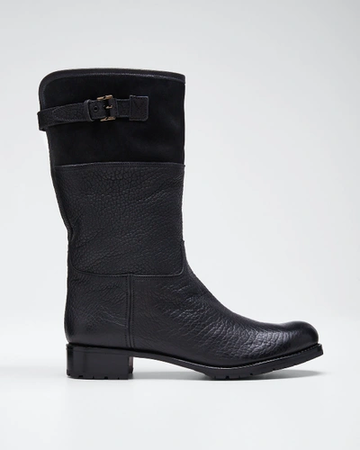 Shop Gravati Waterproof Suede & Leather Shearling-lined Boots In Black