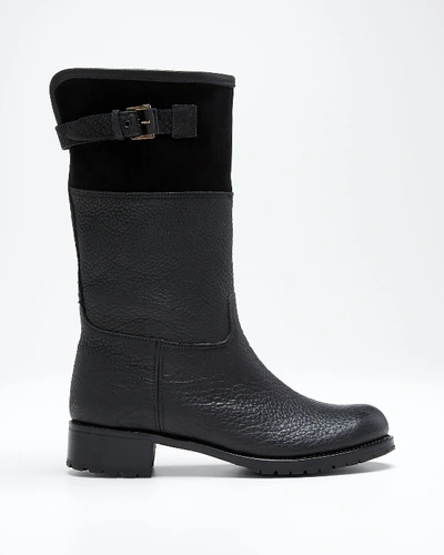 Shop Gravati Waterproof Suede & Leather Shearling-lined Boots In Black