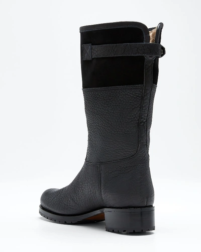 Shop Gravati Waterproof Suede & Leather Shearling-lined Boots In Black