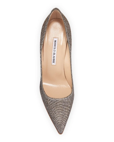 Shop Manolo Blahnik Bb 105mm Metallic Fabric Pump In Bronze