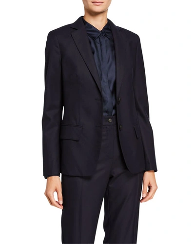 Shop Agnona Flannel Single-breasted Jacket In Navy