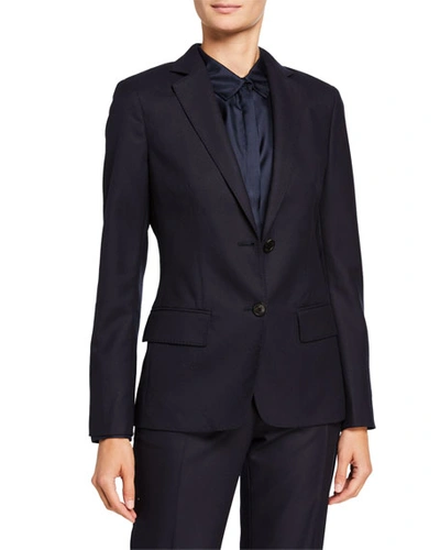 Shop Agnona Flannel Single-breasted Jacket In Navy