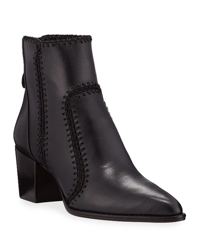 Shop Alexandre Birman Benta Stitched Leather Block-heel Booties In Black