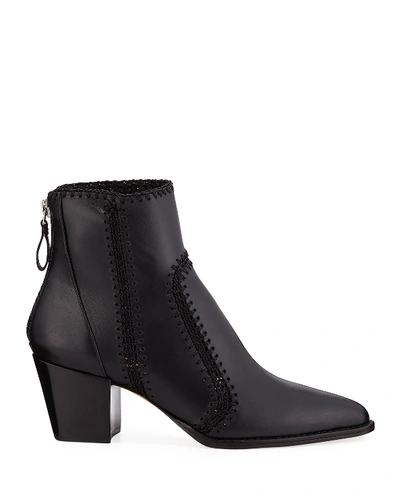 Shop Alexandre Birman Benta Stitched Leather Block-heel Booties In Black