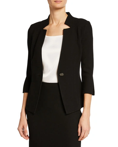 Shop St John Milano Knit 3/4-sleeve Jacket In Black