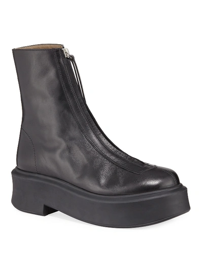 The Row Zipped Ankle Boots In Black
