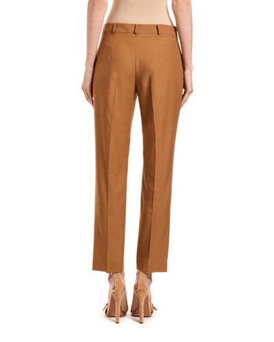 Shop Agnona Wool Straight-leg Crop Pants In Light Brown