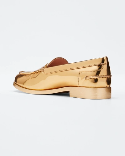 Shop Tod's Alber Moccasino Metallic Loafers In Gold