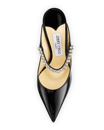 Jimmy Choo Bing 100 Crystal-embellished Patent-leather Mules In Black
