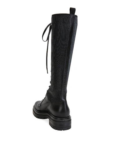 Shop Gianvito Rossi Lace-up Combat Knee Boots In Black