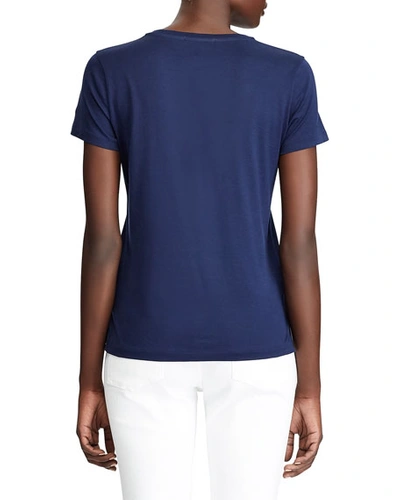 Shop Ralph Lauren Pima Cotton Short-sleeve Crewneck Shirt In Navy