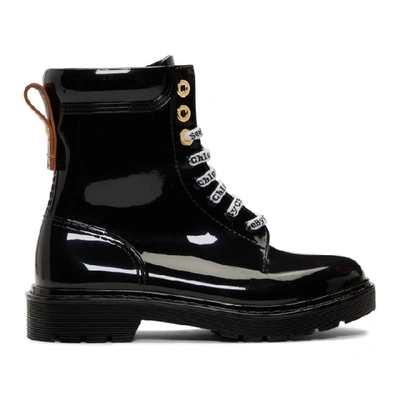 Shop See By Chloé See By Chloe Black Florrie Rain Boots In 999 Black