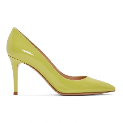 Shop Gianvito Rossi Yellow Patent Gianvito Heels In Lemonade