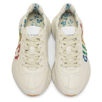 Shop Gucci Ivory Rhyton Rainbow Glitter Sneakers