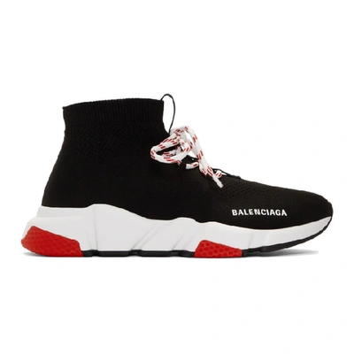 Shop Balenciaga Black And Red Speed Trainer Sneakers In 1000 Black