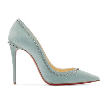 Shop Christian Louboutin Blue Anjalina 100 Heels In I270 Grn/si