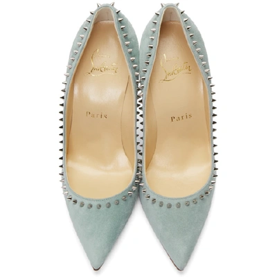 Shop Christian Louboutin Blue Anjalina 100 Heels In I270 Grn/si