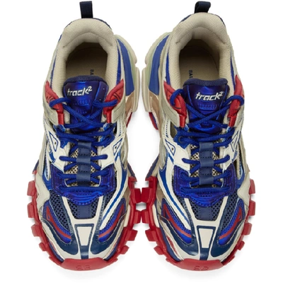 Shop Balenciaga Blue And Red Track.2 Sneakers In 8570 Bluer