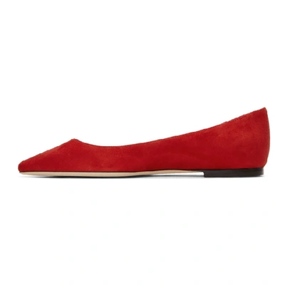 Shop Jimmy Choo Red Suede Romy Flats In Red*