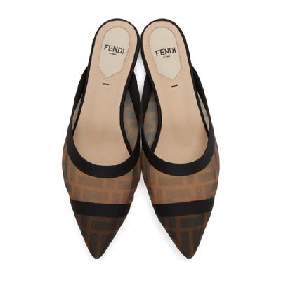 Shop Fendi Black Mesh 'forever ' Colibri Slippers In F0vav Black