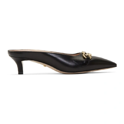 Shop Gucci Black Zumi Heeled Mules In 1000 Nero