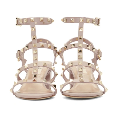 Shop Valentino Pink  Garavani Rockstud Cage Sandals In P45 Poudre