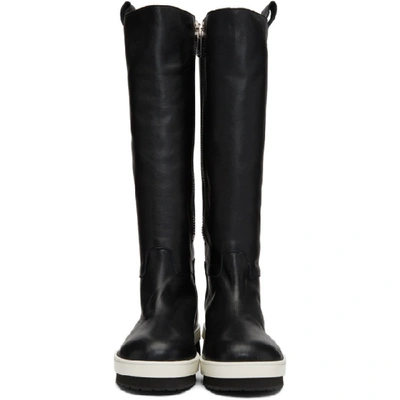 Shop Plan C Black Calfskin Boots In 00n99 Black