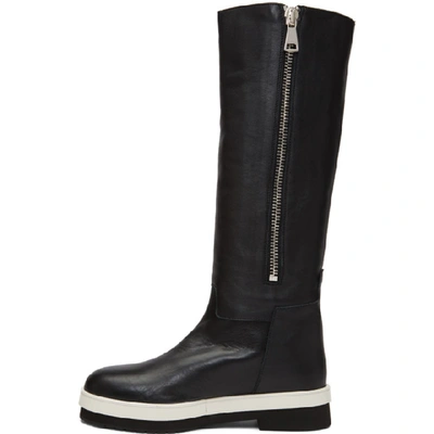 Shop Plan C Black Calfskin Boots In 00n99 Black