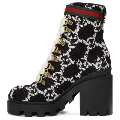 Shop Gucci Black Tweed Gg Ankle Boots In 1193 Black