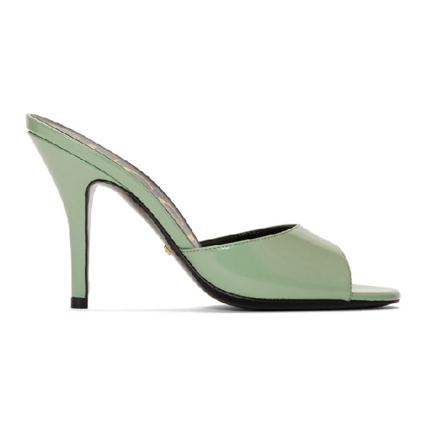 Gucci Green Slide Heeled Sandals In 3908 Aqua | ModeSens