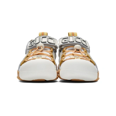 Shop Gucci White Tinsel Sandals In 8475 Oc