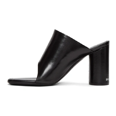 Shop Balenciaga Black Oval Sandals In 1006 Black/