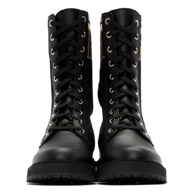 Shop Fendi Black Rockoko Combat Boots In F13mc Black