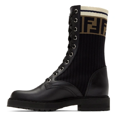 Shop Fendi Black Rockoko Combat Boots In F13mc Black