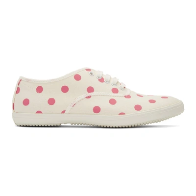 Shop Comme Des Garcons Girl Beige And Pink Polka Dot Plimsoll Sneakers In 2 Pink