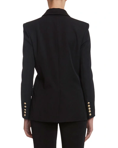 Shop Balmain 6-button Oversized Grain De Poudre Jacket With Satin Lapel In Black