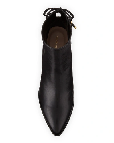 Shop Stuart Weitzman Gardiner Leather Block-heel Ankle Booties In Black