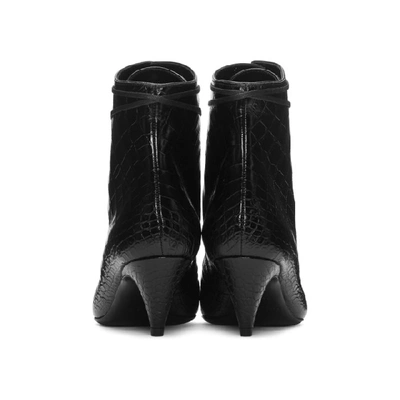 Shop Saint Laurent Black Croc Kiki Boots