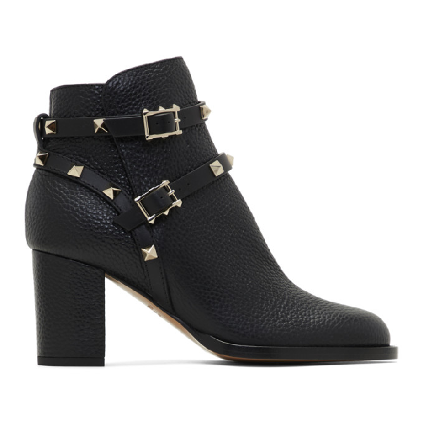 valentino rockstud block heel bootie