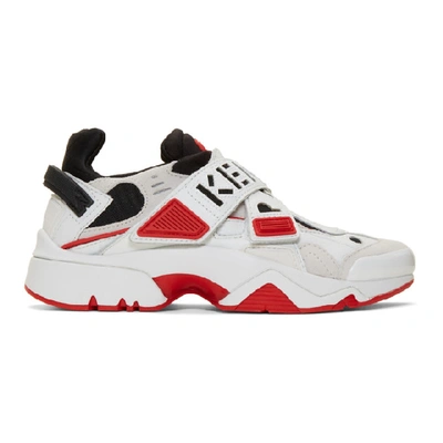Shop Kenzo White And Red Sonic Velcro Sneakers In 21 - Red