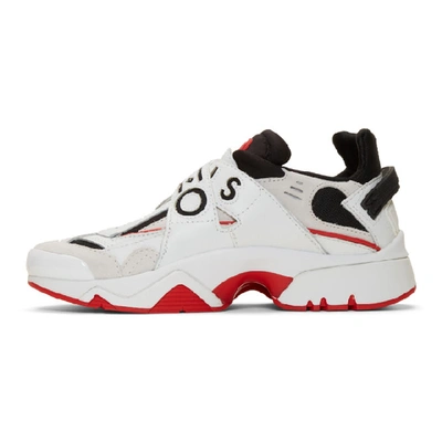 Shop Kenzo White And Red Sonic Velcro Sneakers In 21 - Red