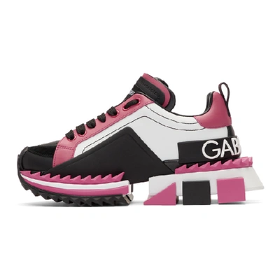 Shop Dolce & Gabbana Dolce And Gabbana Pink And Black Super Queen Sneakers In 8g109 White