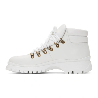 Shop Prada White Leather Lace-up Boots